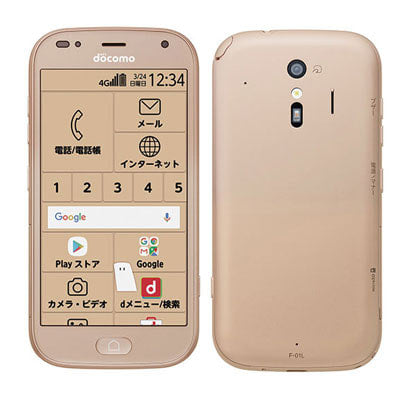 【SIMロック解除済】docomo らくらくスマートフォン me F-01L ゴールド